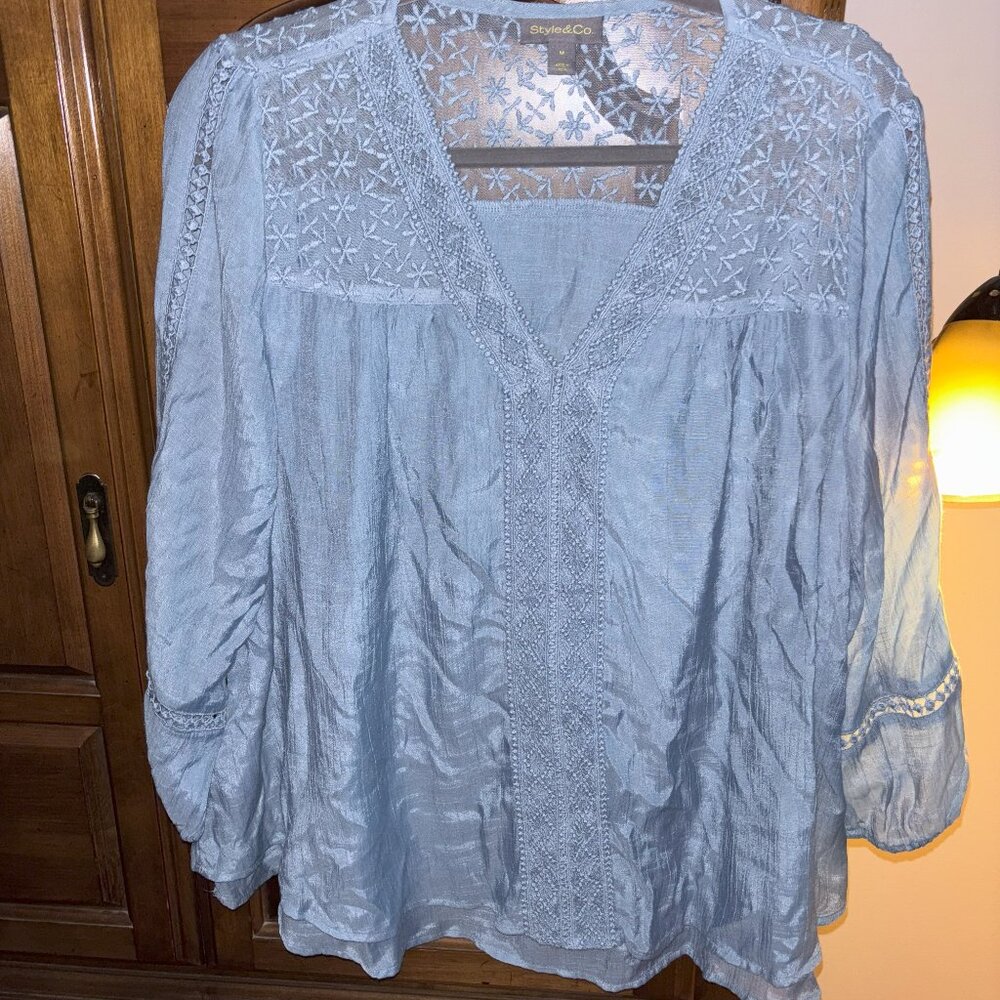 Sky Blue Long Sleeve Lightweight Top